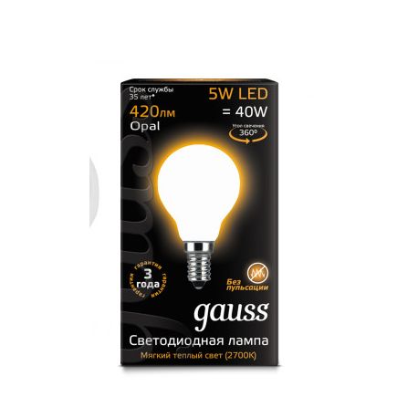 Светодиодная лампа Gauss LED Filament Globe OPAL E14 5Вт 2700K