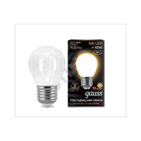 Светодиодная лампа Gauss LED Filament Globe OPAL E27 5Вт 2700K