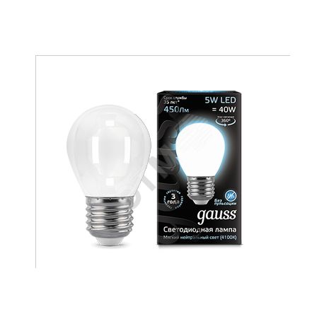 Светодиодная лампа Gauss LED Filament Globe OPAL E27 5Вт 4100K