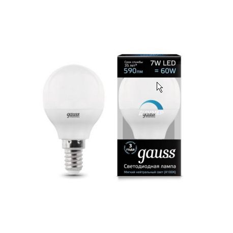 Светодиодная лампа Gauss LED Globe E14 7Вт 4100К диммируемая