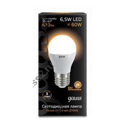 Светодиодная лампа Gauss LED Globe А60 7Вт E27 2700K/3000К step dimmable