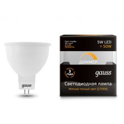 Светодиодная лампа Gauss LED MR16 GU5.3-dim 5Вт 2700K/3000К диммируемая