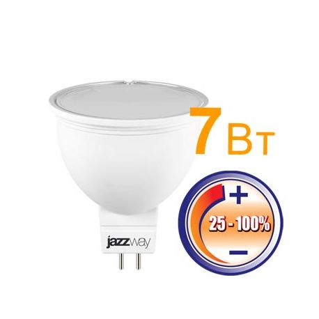 Светодиодная лампа Jazzway PLED- DIM JCDR 7Вт 4000K 500Lm GU5.3  диммируемая