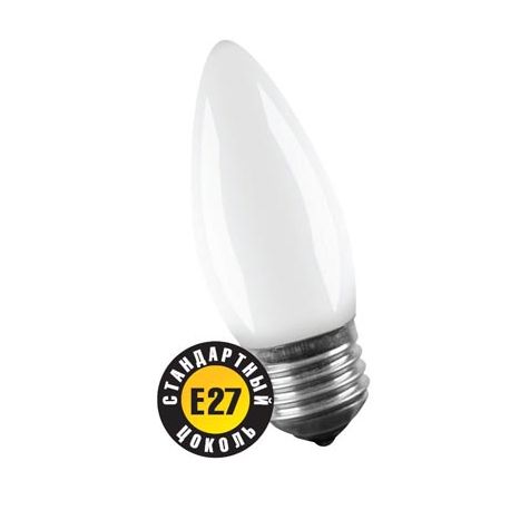 Стандартная лампа накаливания .Navigator NI-B-40-230-E27-FR 40W E27 свеча матовая (кратно 10) 94 326