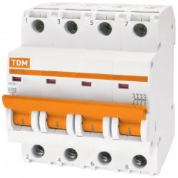 Выключатель автоматический 4П 6А характеристика C 4,5кА TDM ВА47-29